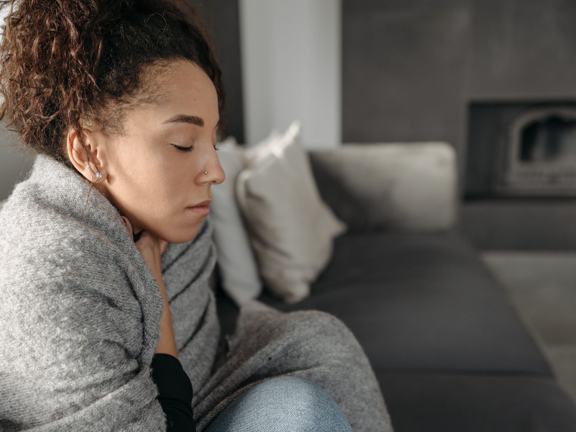 woman with blanket