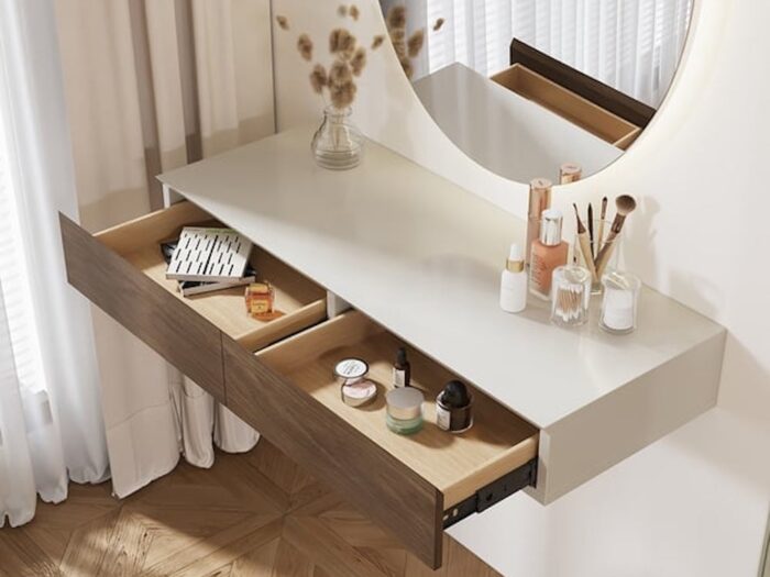 Homary white floating make up desk