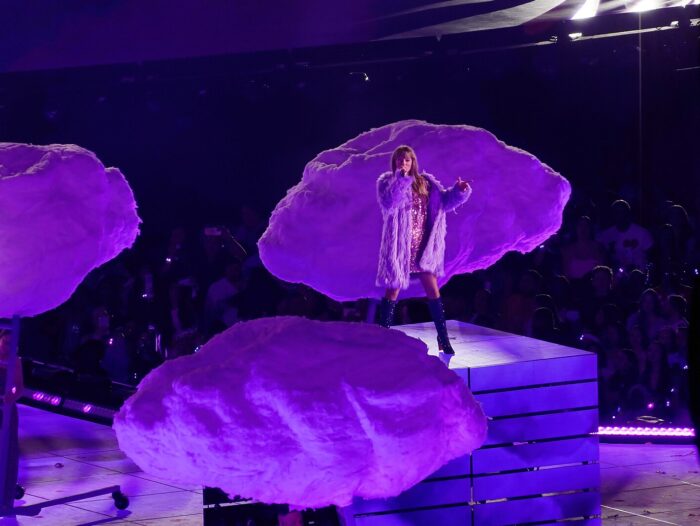 Taylor Swift Eras Tour - Arlington TX - Lavender Haze - purple outfit and feathers