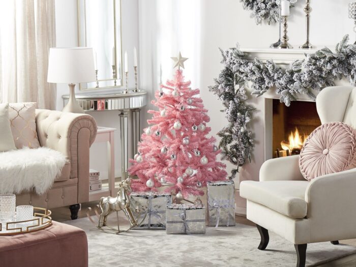 Pink Christmas tree with presents