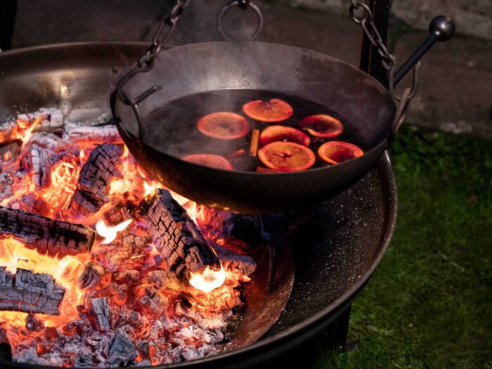 Keep your mulled wine warm with a hand-crafted fire pit