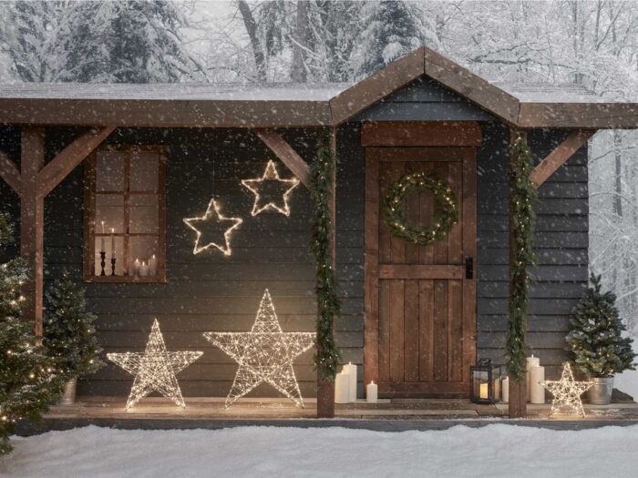 Adorn your shed with stars to turn your garden into a winter wonderland