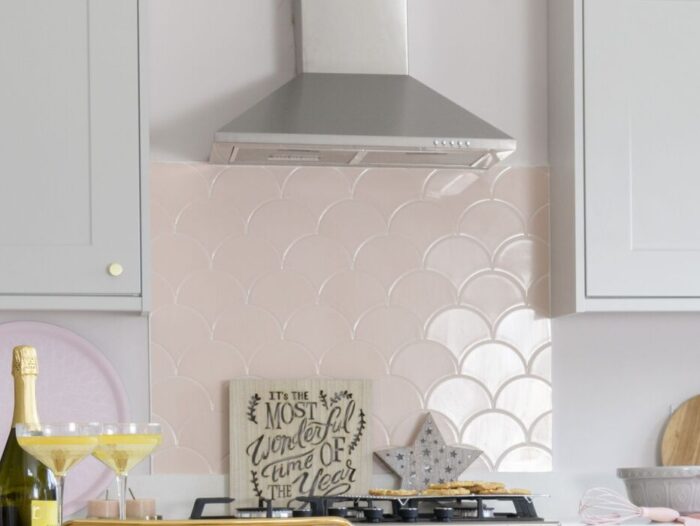 Pale pink art deco tiles