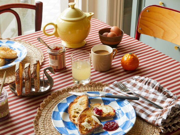 Don't want a fuss for Valentine's? Colours of Arley have chic stripes for a romantic breakfast