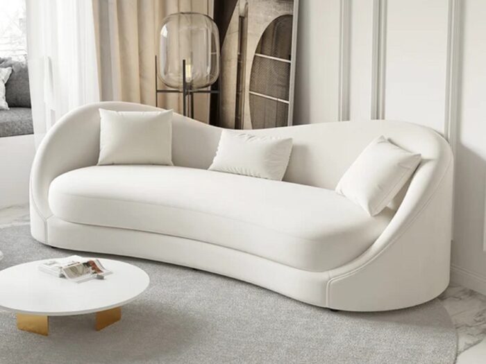 Homary Luxury Velvet Upholstered Sofa 3-Seater Sofa Solid Wood Frame
