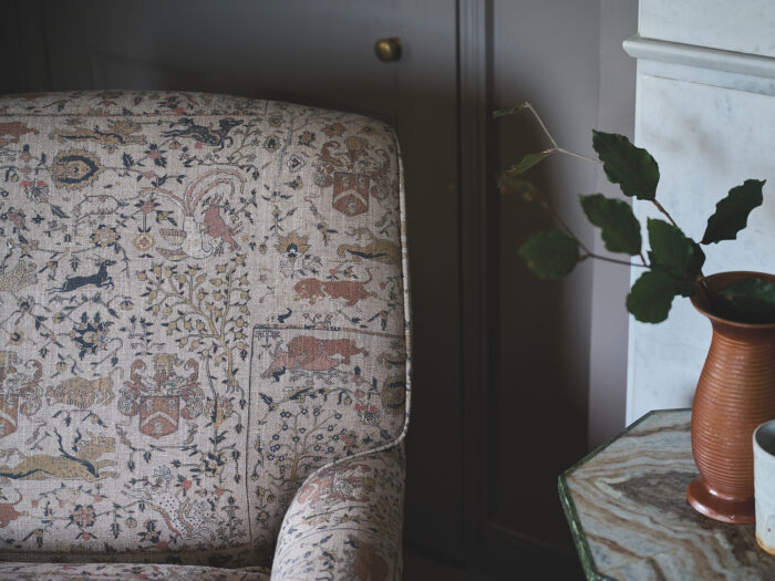 Sofas & Stuff Lyndhurst Chair in V&A Threads of India Lahore Dynasty Linen