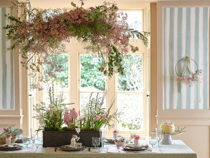 An indoor outdoor room idea can be as simple as bringing a floral display inside