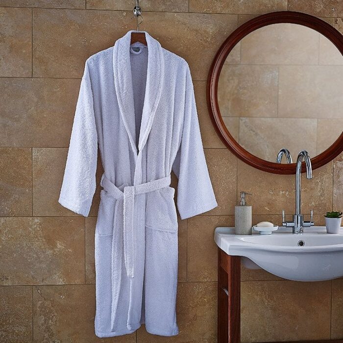 white terry luxury spa bath robe