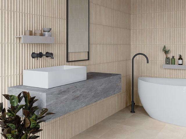 Fluted tiles in a bathroom