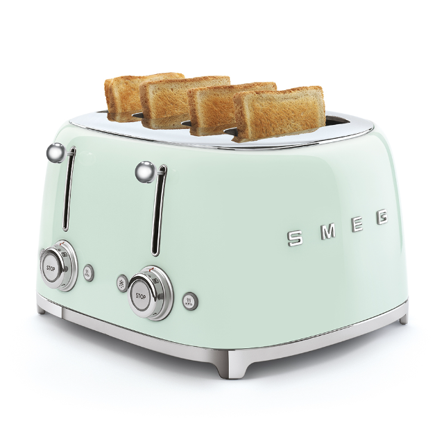 Smeg toaster in light blue on white background