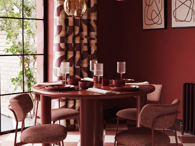 Dining room in red colours