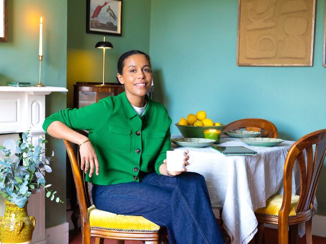 Rebecca Constable pictured in the Living Room she made over for for Homesense