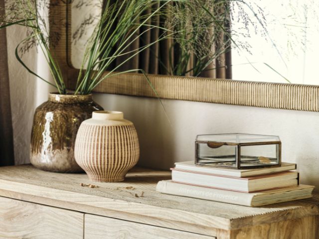 Side Table styled with trinkets by Nkuku
