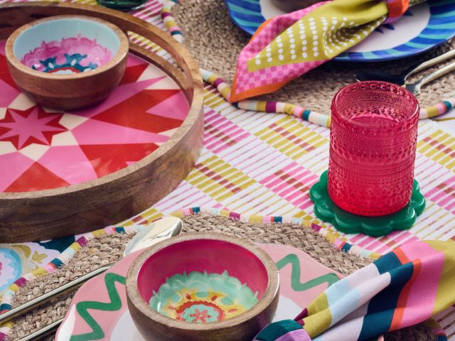 Colourful tablescape by Sophie Robinson x Dunelm