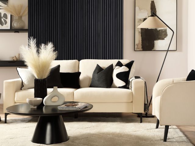 Monochrome black and white living room by Furniture And Choice