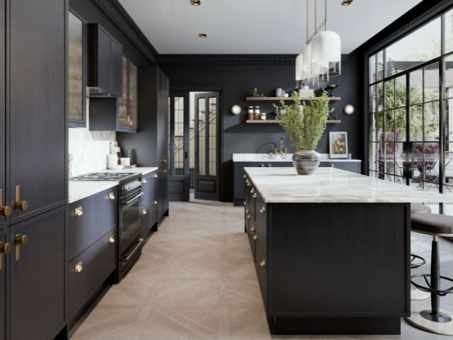 Sleek dark kitchen