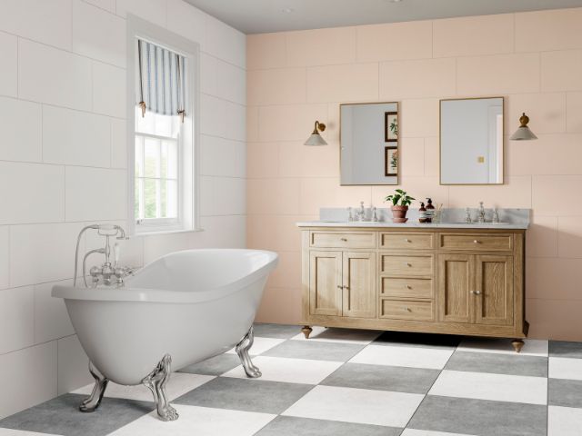 Peach and cream bathroom