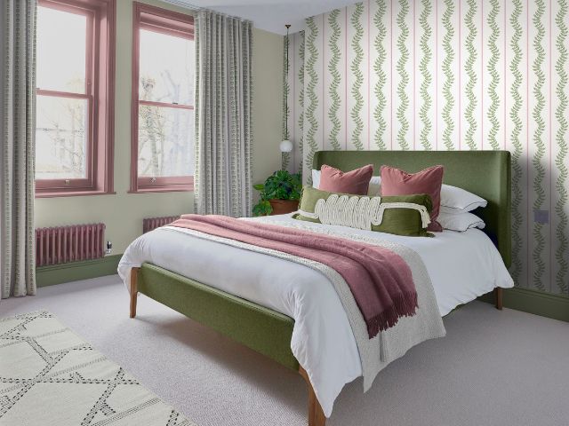 Matcha and strawberry bedroom colour scheme by Graham & Brown