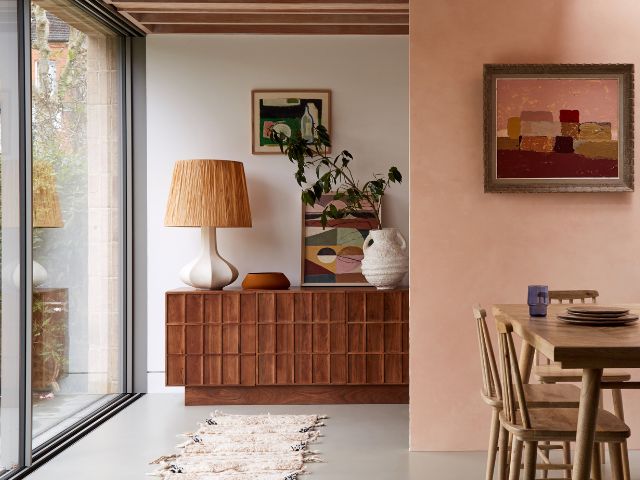 Soft coloured dining room living room by Swoon