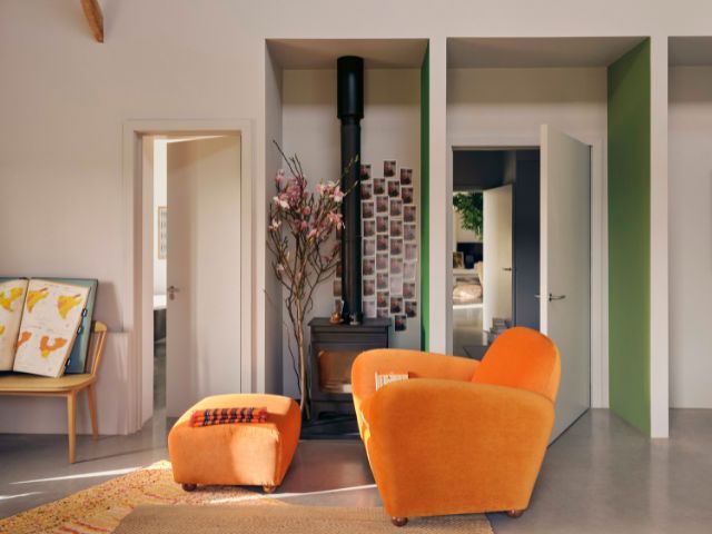 bright orange accent chair by Loaf