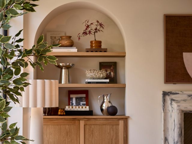 Arch with styled shelving