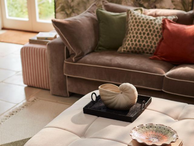 Close up of coffee table with shell