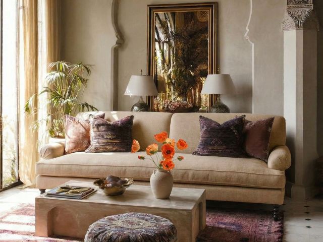 Living room with limewashed walls