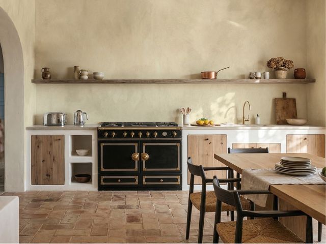 kitchen with limewashed walls