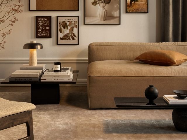 Books styled on a coffee table