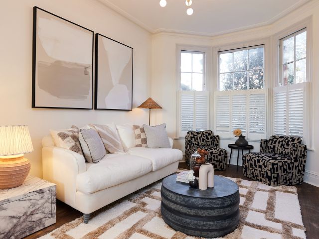 Glamorous living room with gold detailing