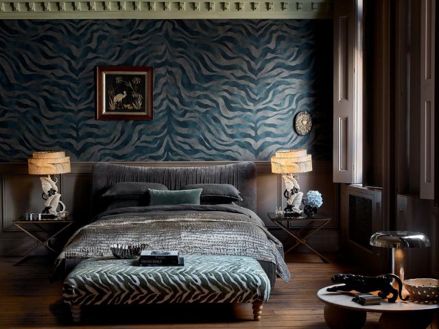Glam blue and brown bedroom by DFS