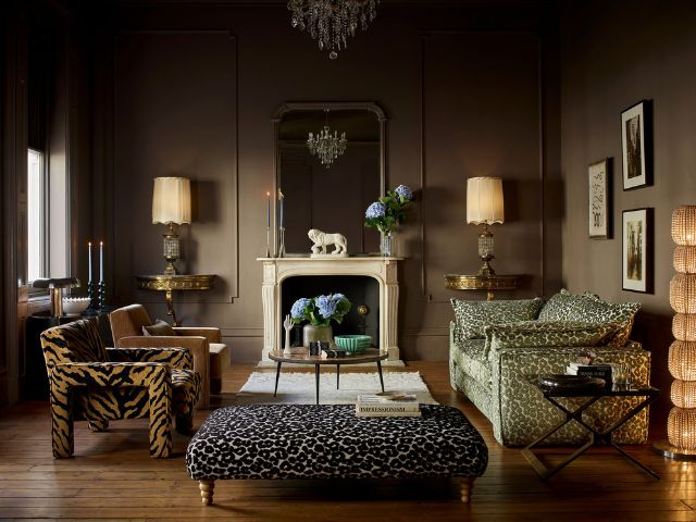 Leopard print chairs in a cosy living room by DFS